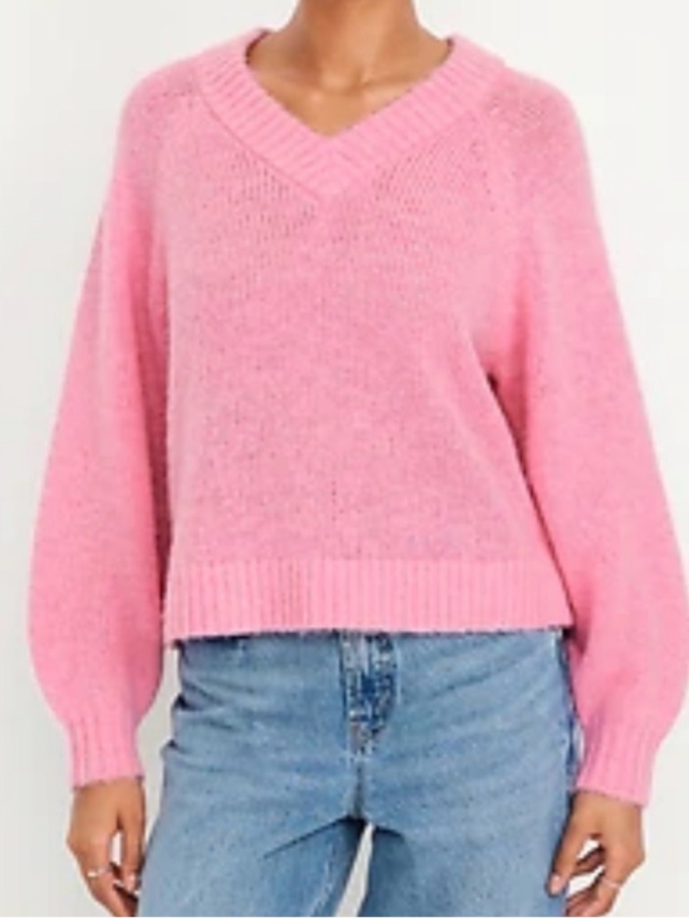NWT Old Navy Cozy Cropped V-Neck Pink Sweater Pink V-Neck Women's Sweater | XL